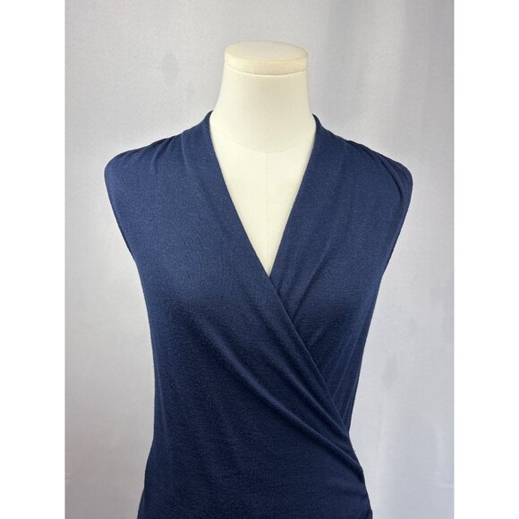 Sleeveless Navy Blue Wrap Top By 41 Hawthorn XS Petite - Picture 1 of 4